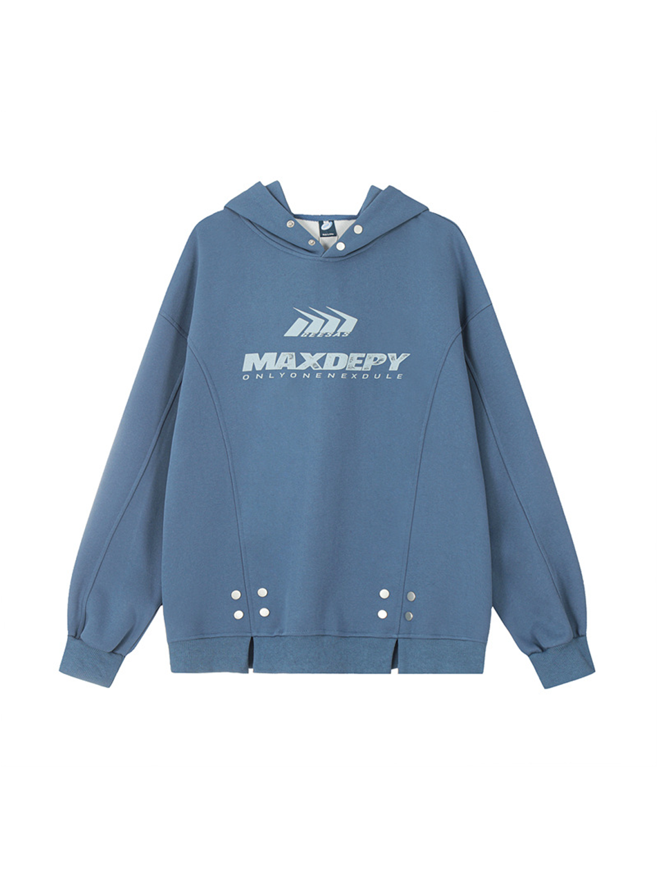 Sudadera con capucha y estampado de letras con aberturas para mujer