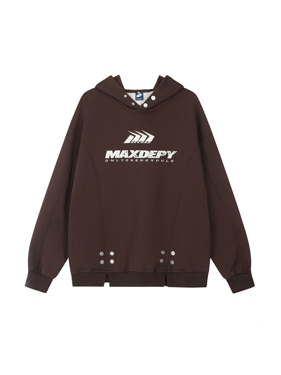 Sudadera con capucha y estampado de letras con aberturas para mujer