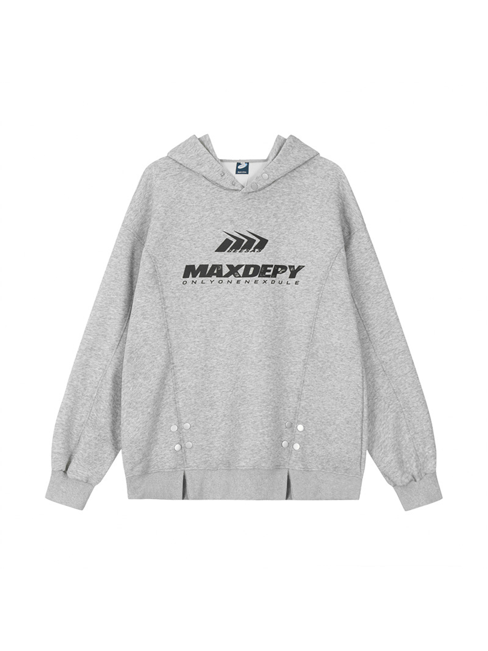 Sudadera con capucha y estampado de letras con aberturas para mujer