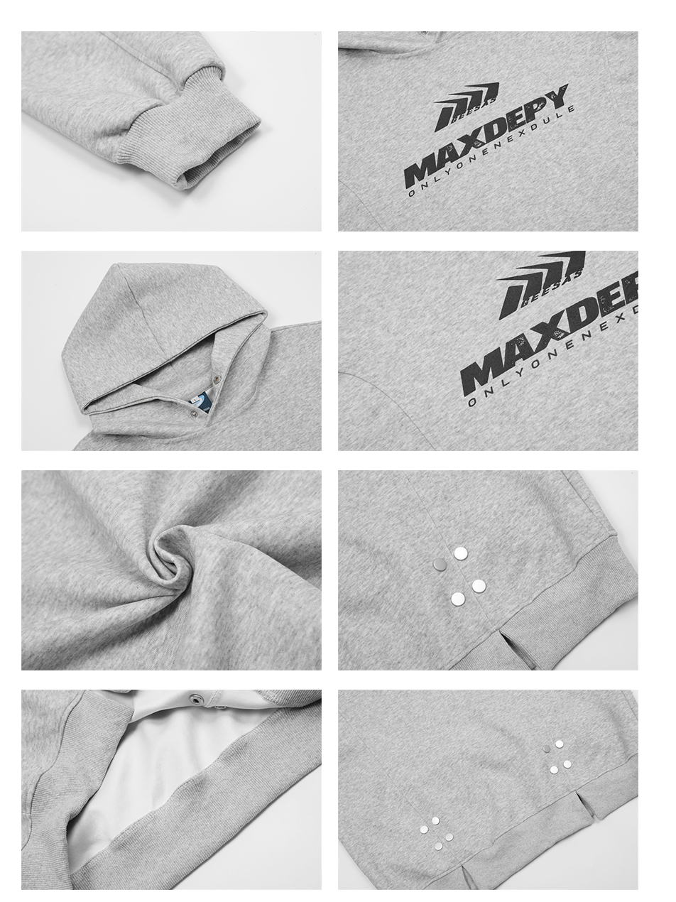 Sudadera con capucha y estampado de letras con aberturas para mujer