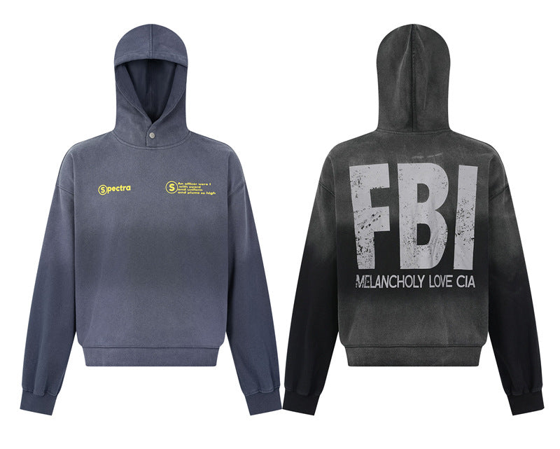 Sudadera con capucha y letras antiguas lavadas para niña