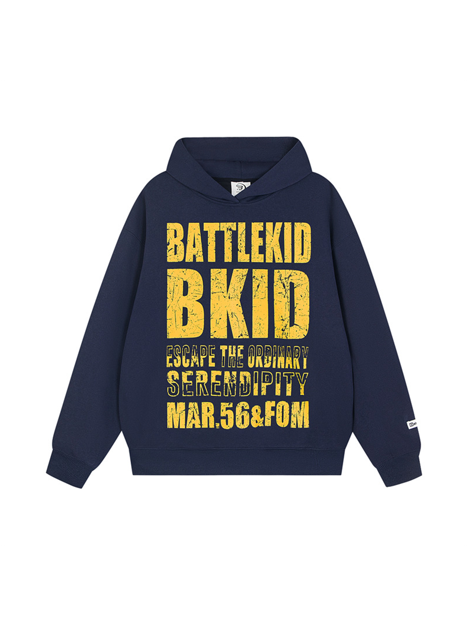 Sudadera con capucha y letras estampadas en contraste de color para niña