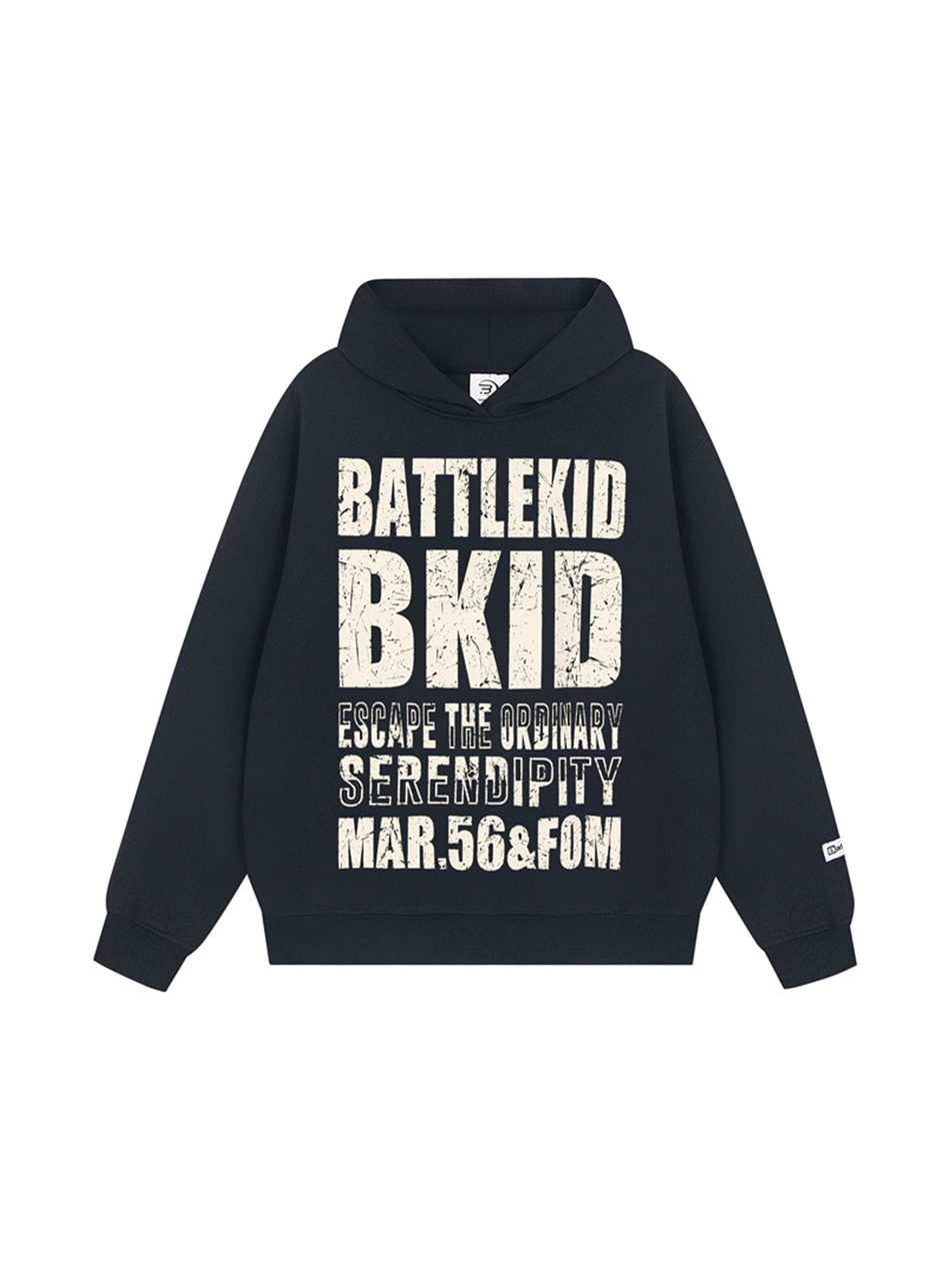 Sudadera con capucha y letras estampadas en contraste de color para niña