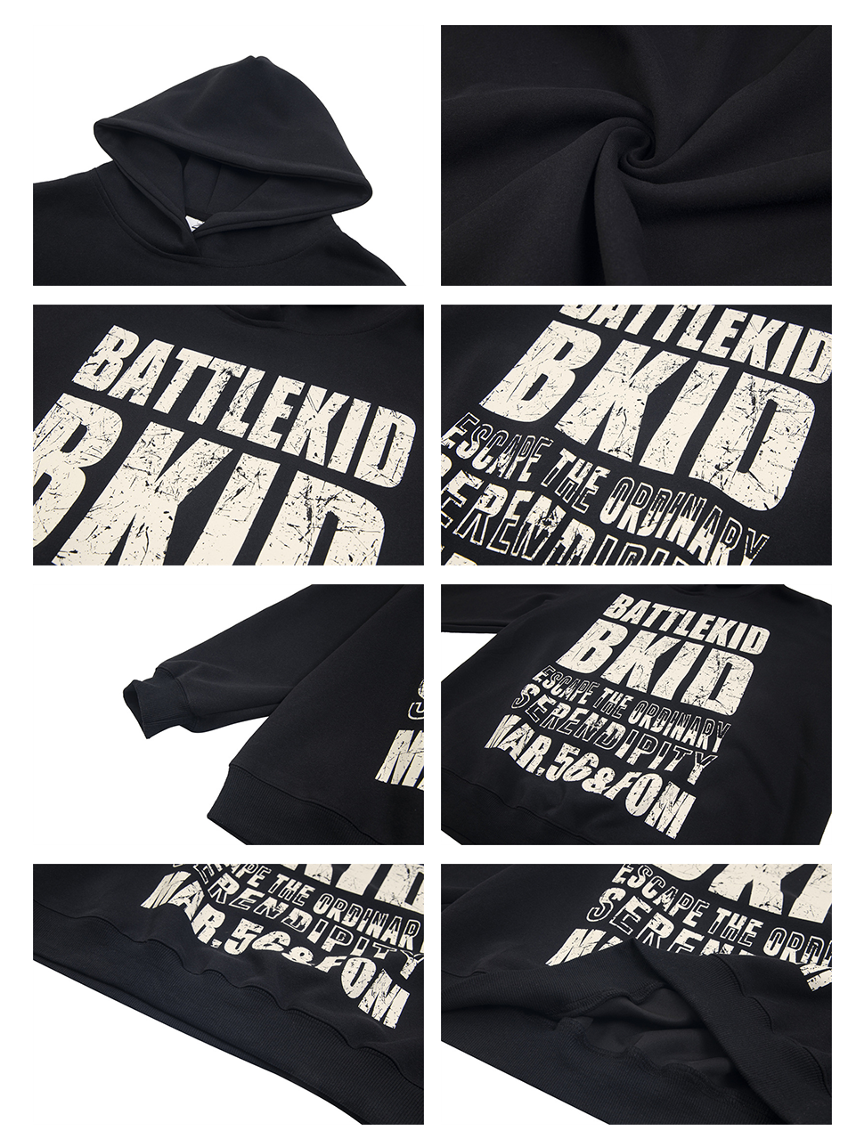 Sudadera con capucha y letras estampadas en contraste de color para niña