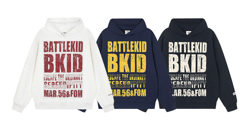 Sudadera con capucha y letras estampadas en contraste de color para niña