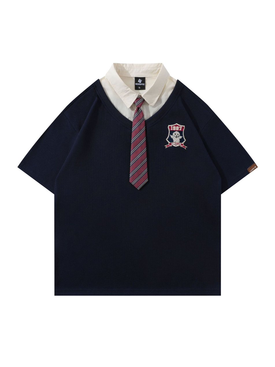 Camisetas de cuello polo Y2K con corbata