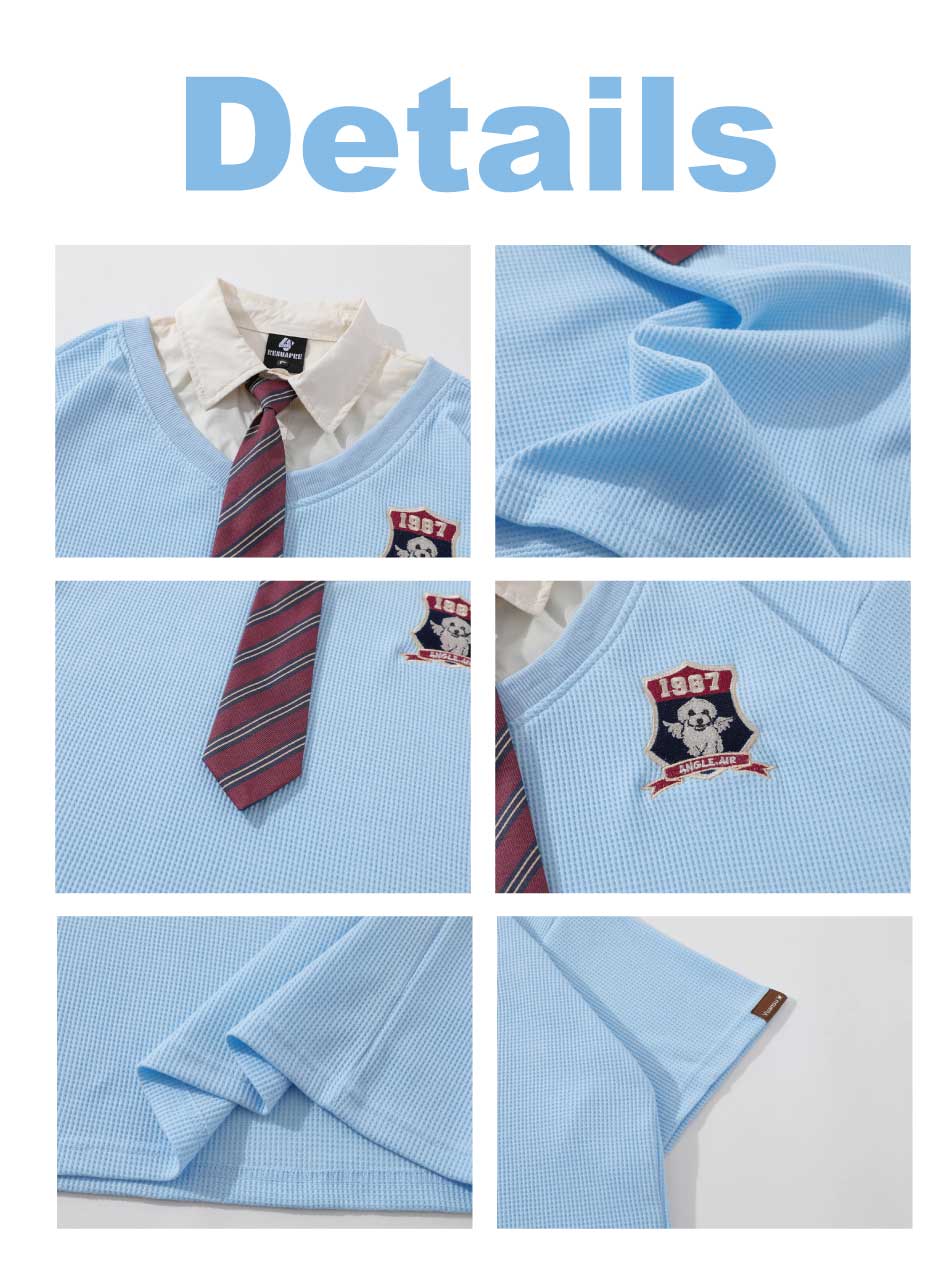 Camisetas de cuello polo Y2K con corbata