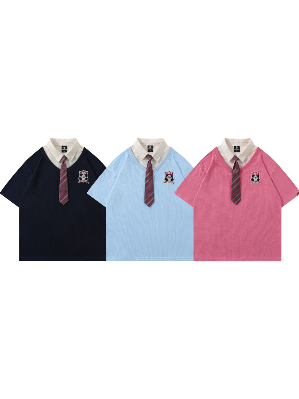 Camisetas de cuello polo Y2K con corbata
