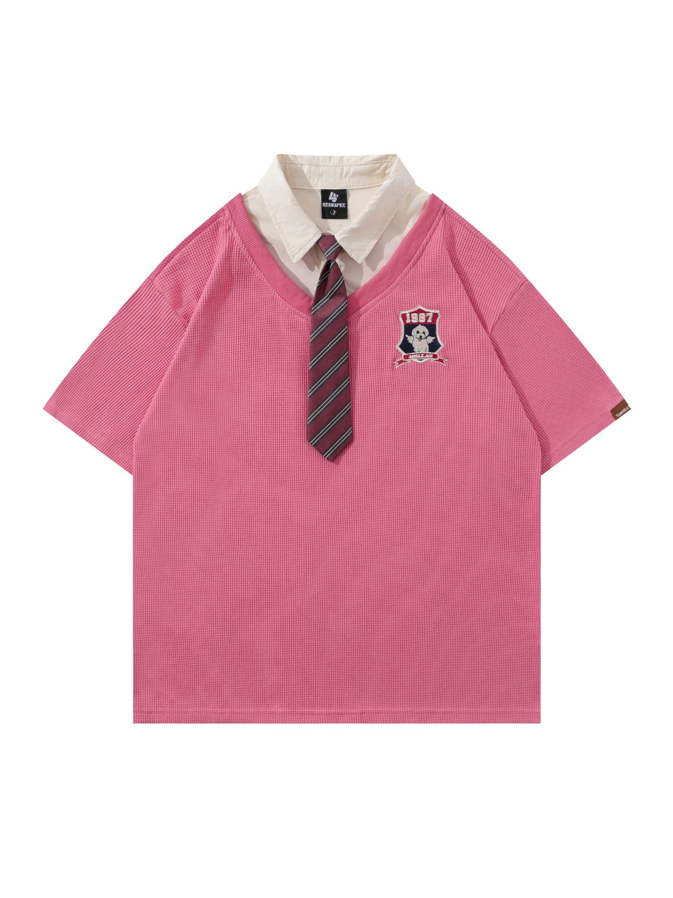 Camisetas de cuello polo Y2K con corbata