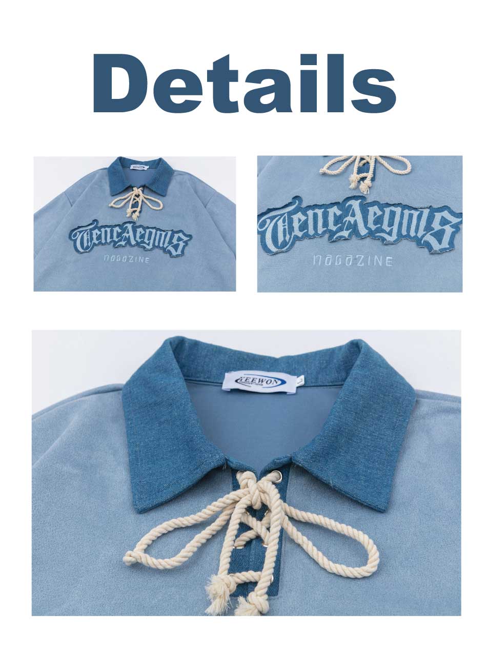 Polo con cuello en contraste y gráfico de eslogan