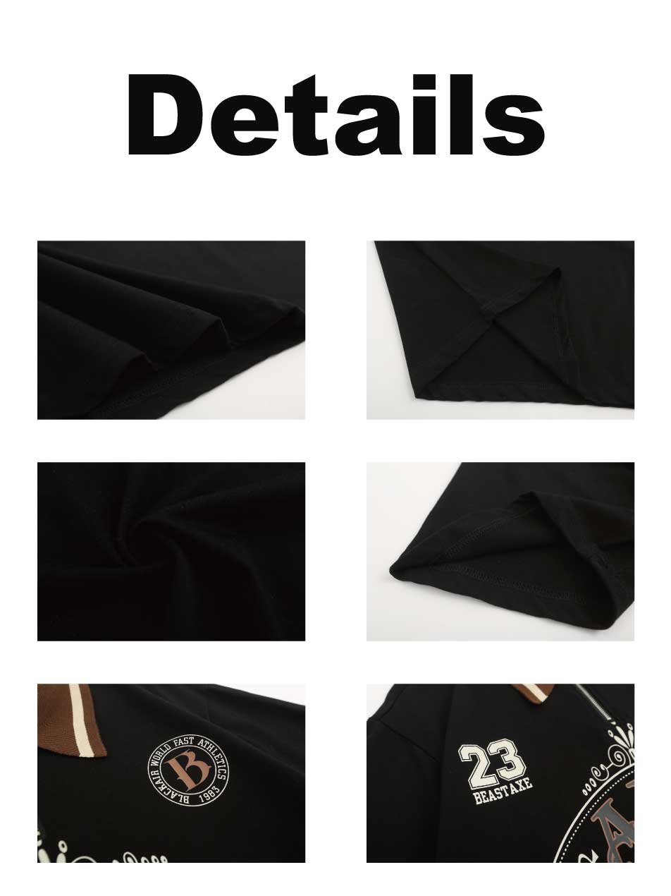 Polo con cuello en contraste y gráfico de letras