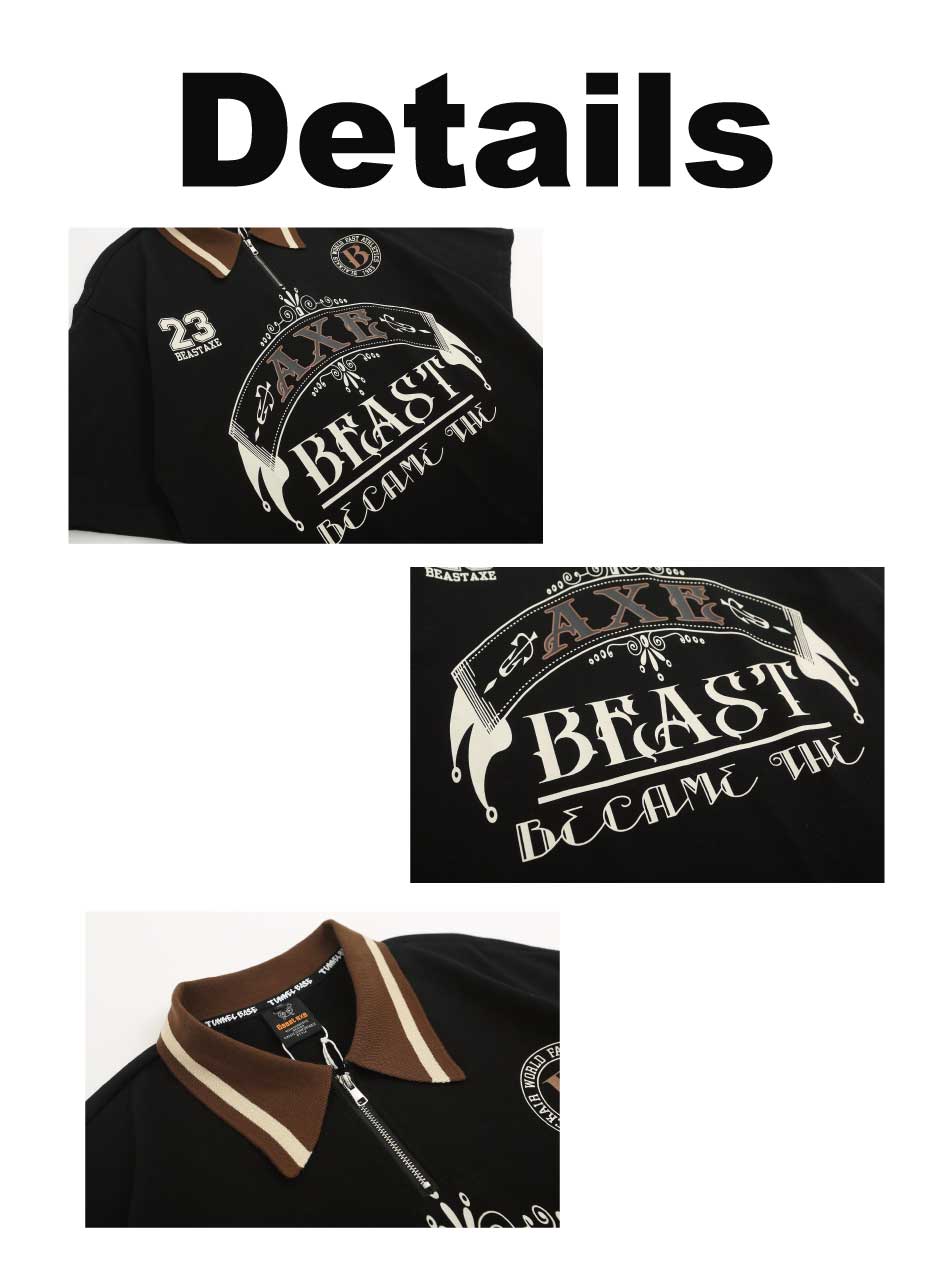 Polo con cuello en contraste y gráfico de letras