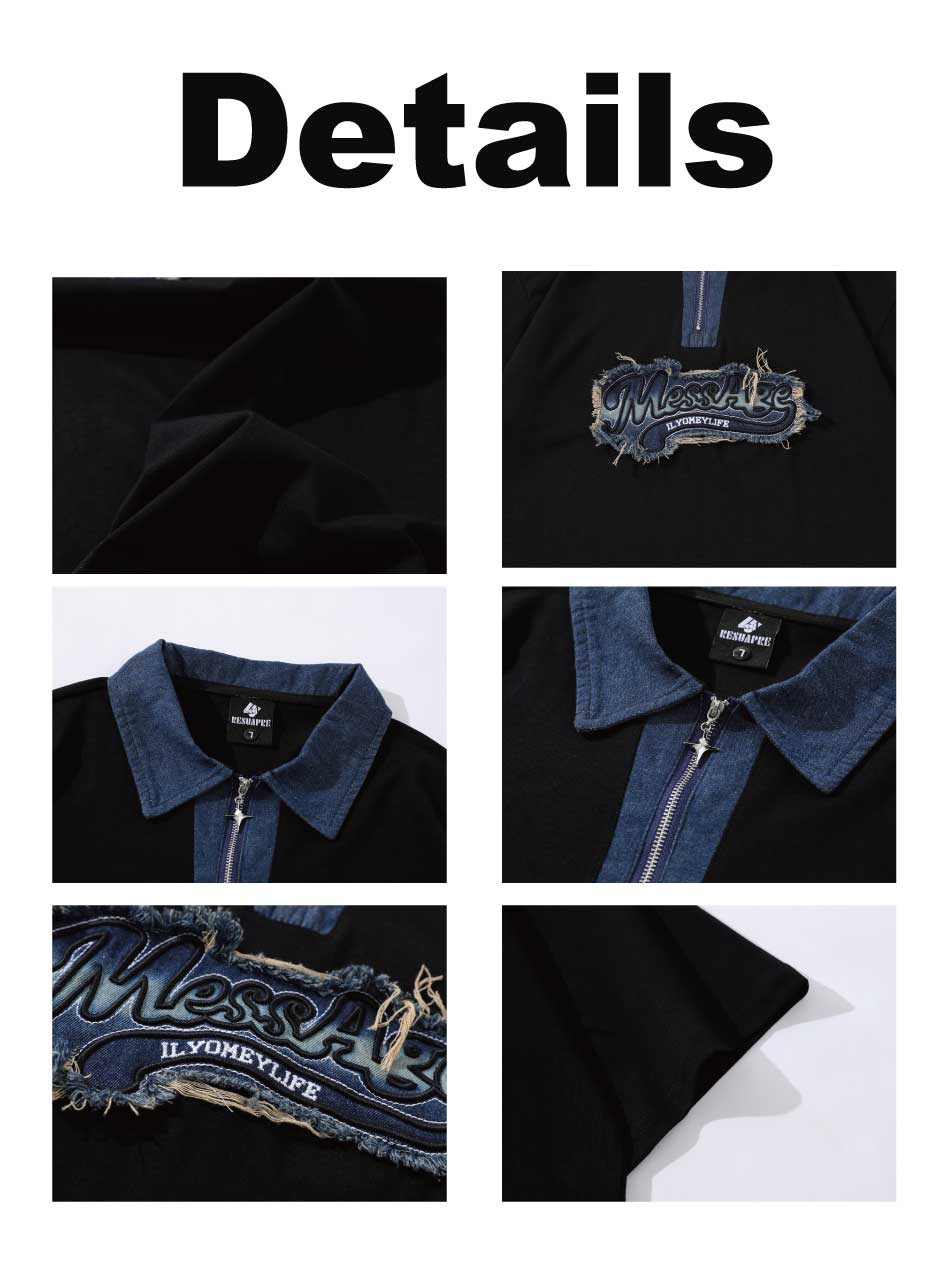 Polo con cremallera y gráfico de letras