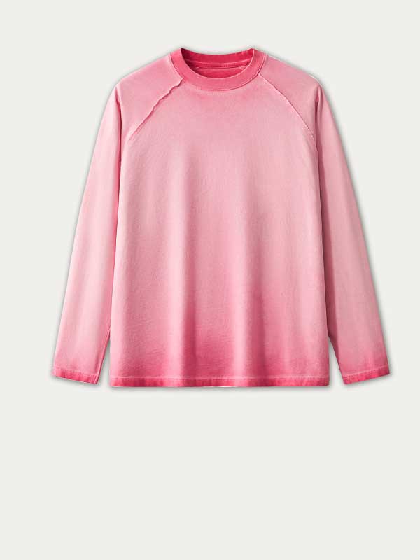 Camiseta de manga larga lavada retro para hombre