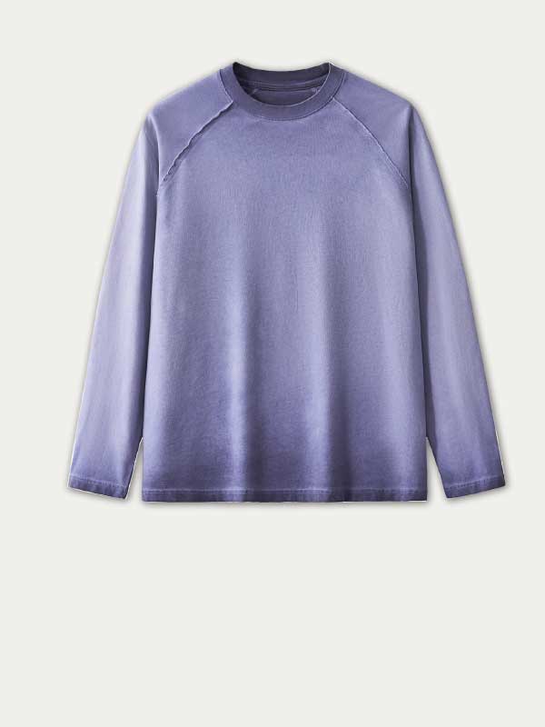 Camiseta de manga larga lavada retro para hombre