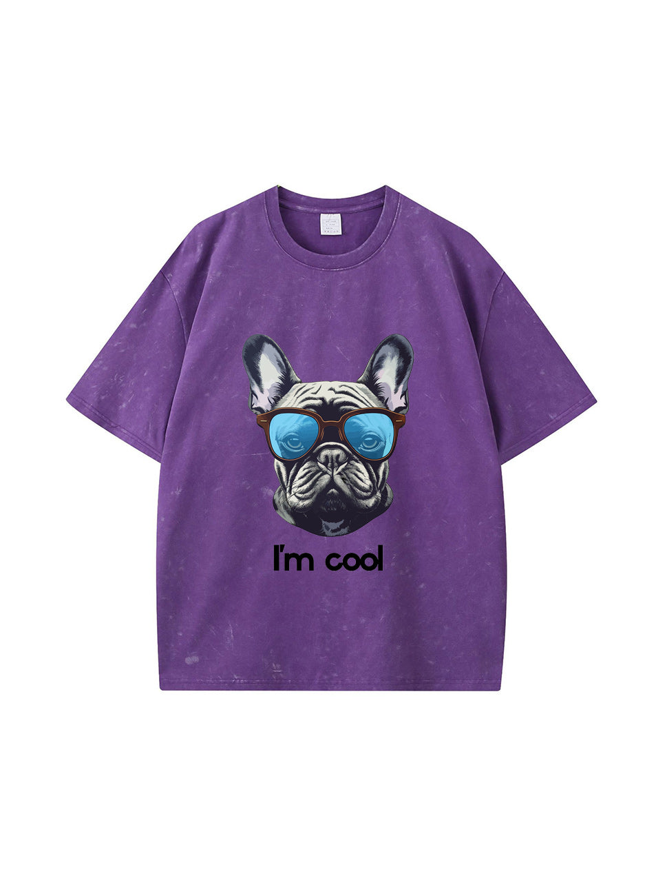 Camiseta de algodón lavado con estampado de letras "I'm Cool"