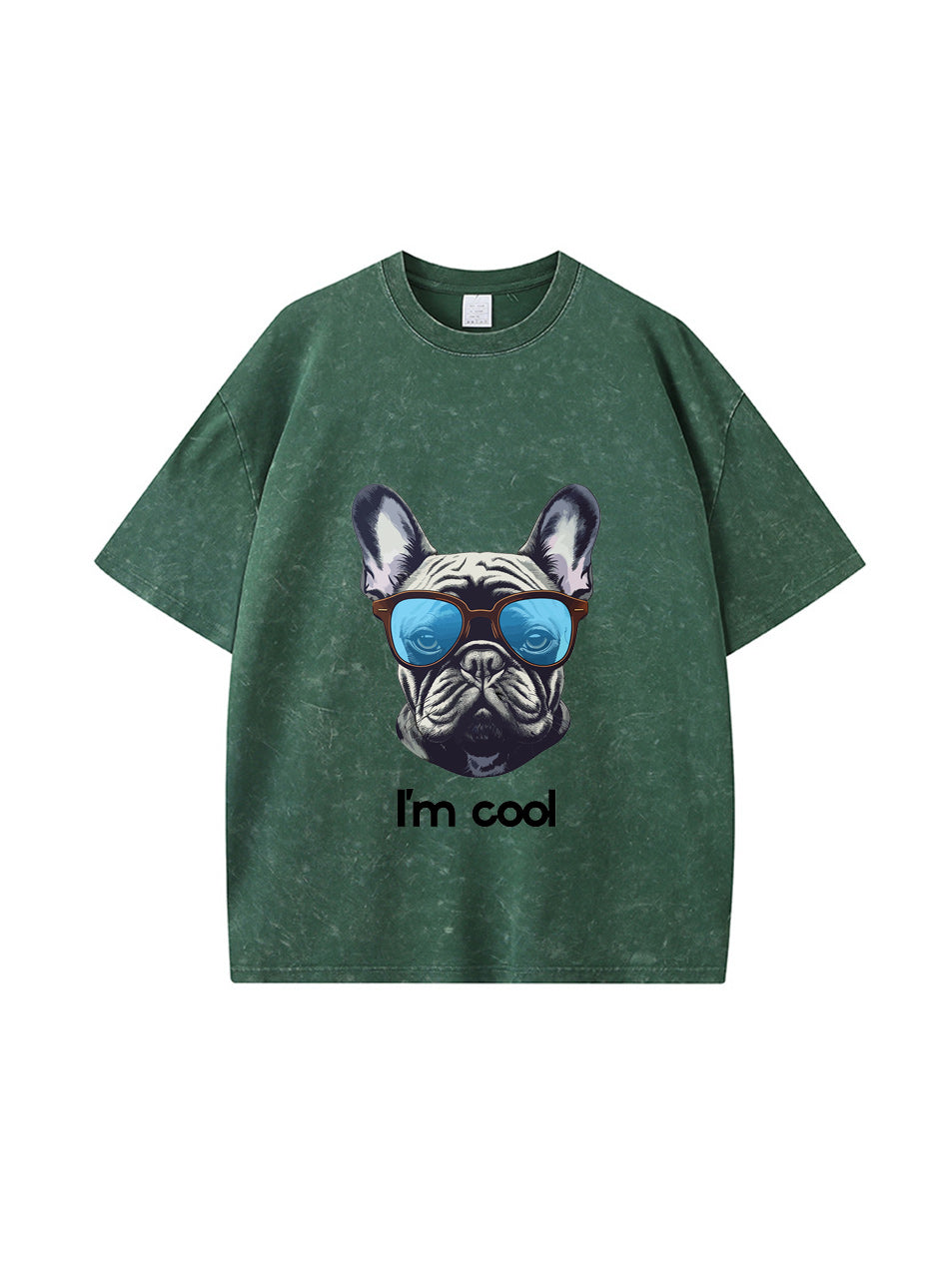 Camiseta de algodón lavado con estampado de letras "I'm Cool"