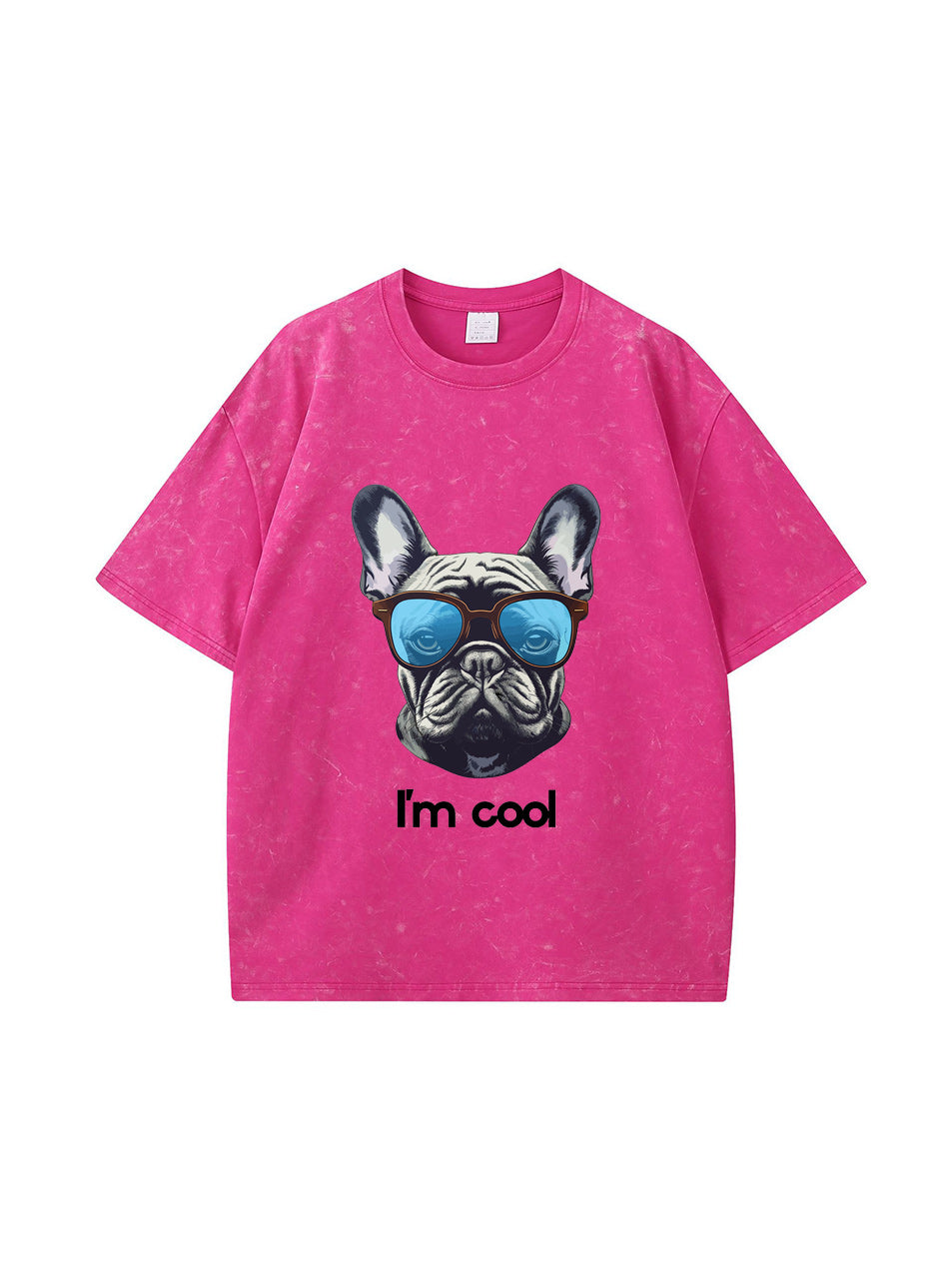 Camiseta de algodón lavado con estampado de letras "I'm Cool"