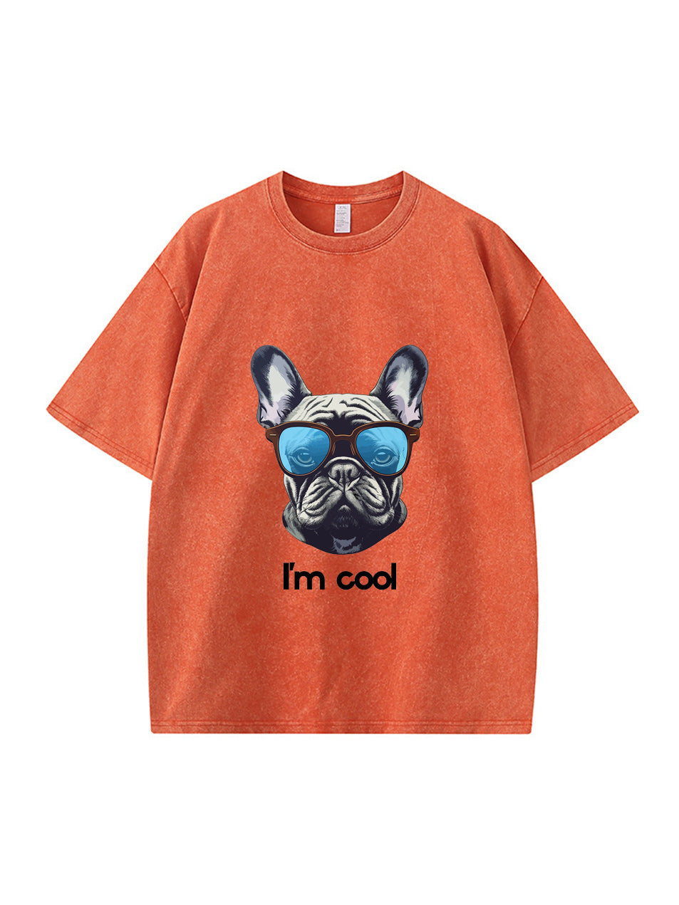 Camiseta de algodón lavado con estampado de letras "I'm Cool"