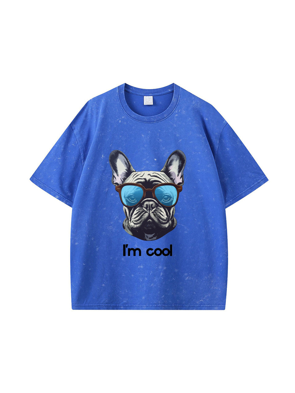 Camiseta de algodón lavado con estampado de letras "I'm Cool"