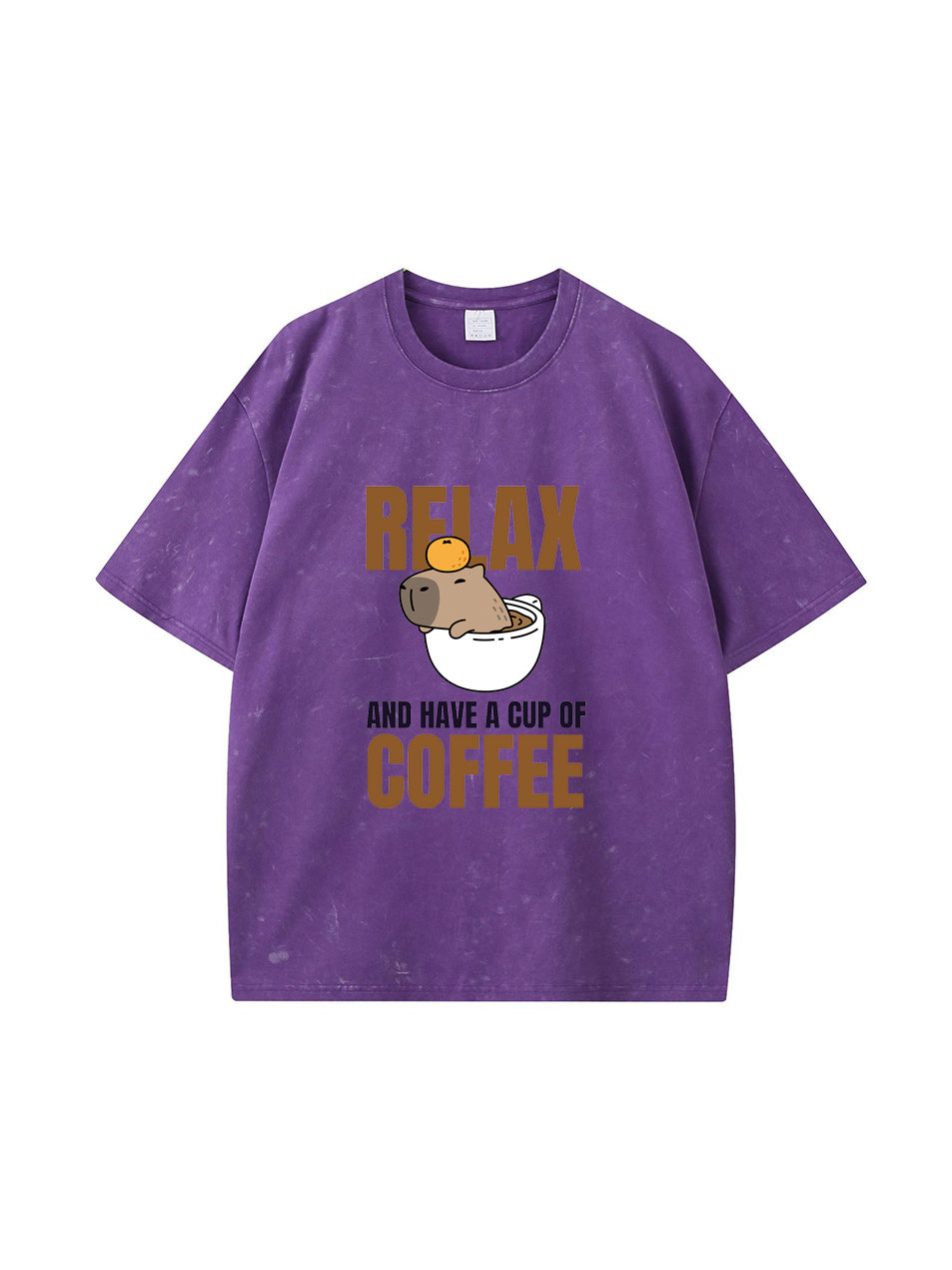 Camiseta de algodón con estampado de letras "Relájate, toma un café"