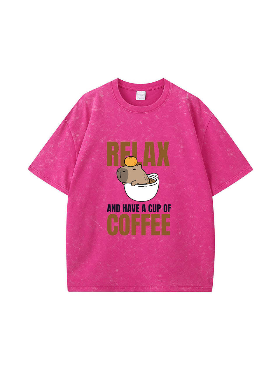 Camiseta de algodón con estampado de letras "Relájate, toma un café"