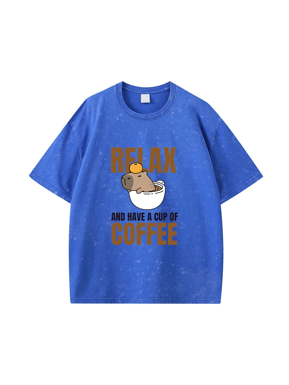 Camiseta de algodón con estampado de letras "Relájate, toma un café"