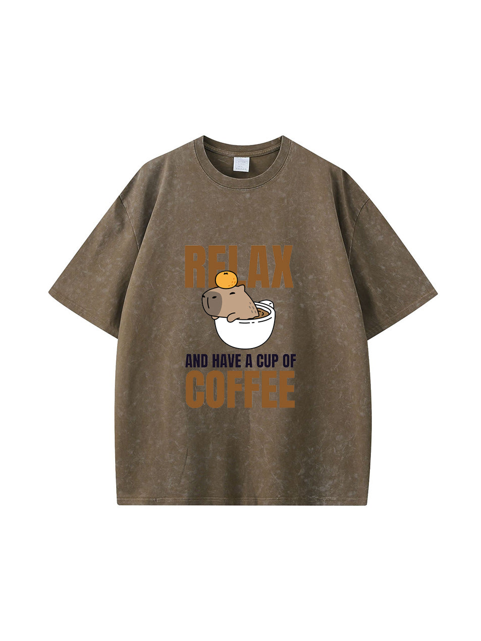 Camiseta de algodón con estampado de letras "Relájate, toma un café"