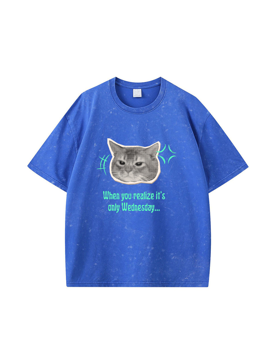 Camiseta de algodón lavado vintage con gráfico de gato