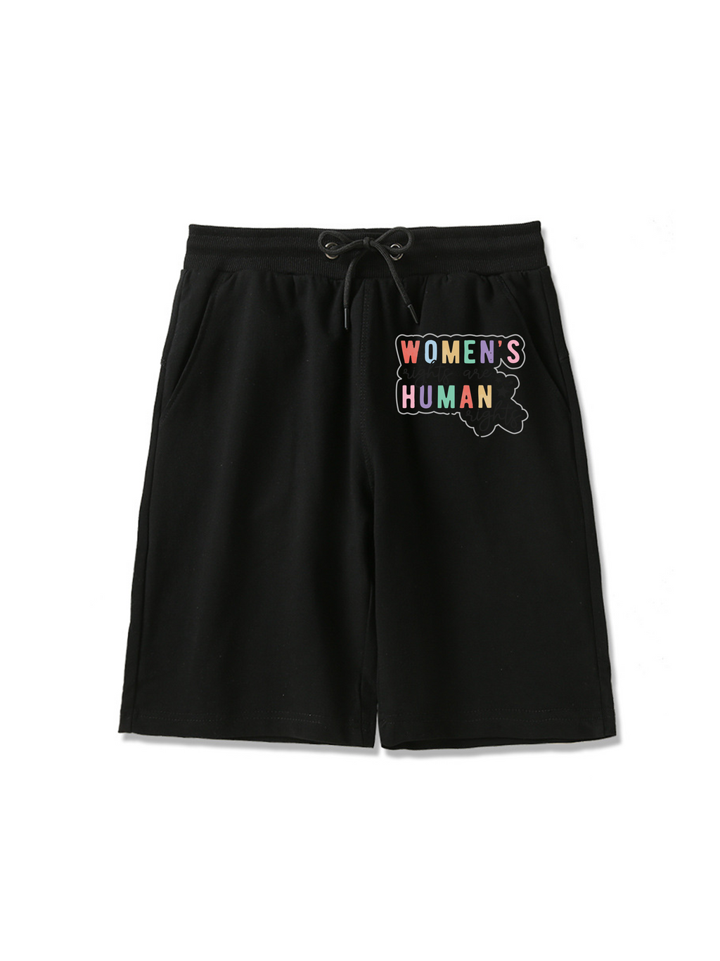 Pantalones cortos estampados de 260 g con la bandera de la justicia de género y los derechos de las mujeres.