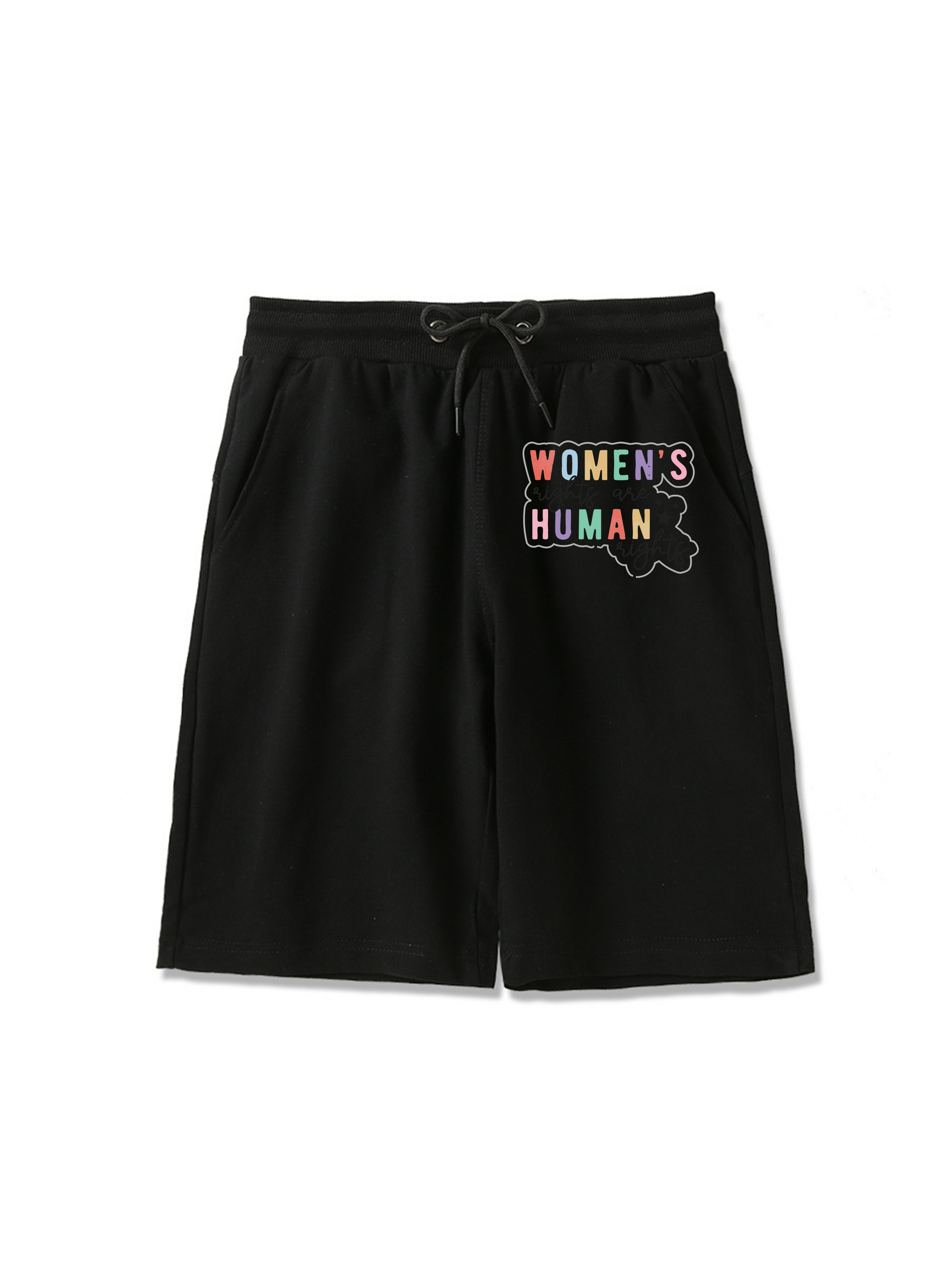 Pantalones cortos estampados de 260 g con la bandera de la justicia de género y los derechos de las mujeres.