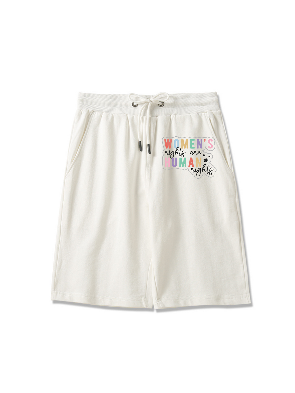 Pantalones cortos estampados de 260 g con la bandera de la justicia de género y los derechos de las mujeres.