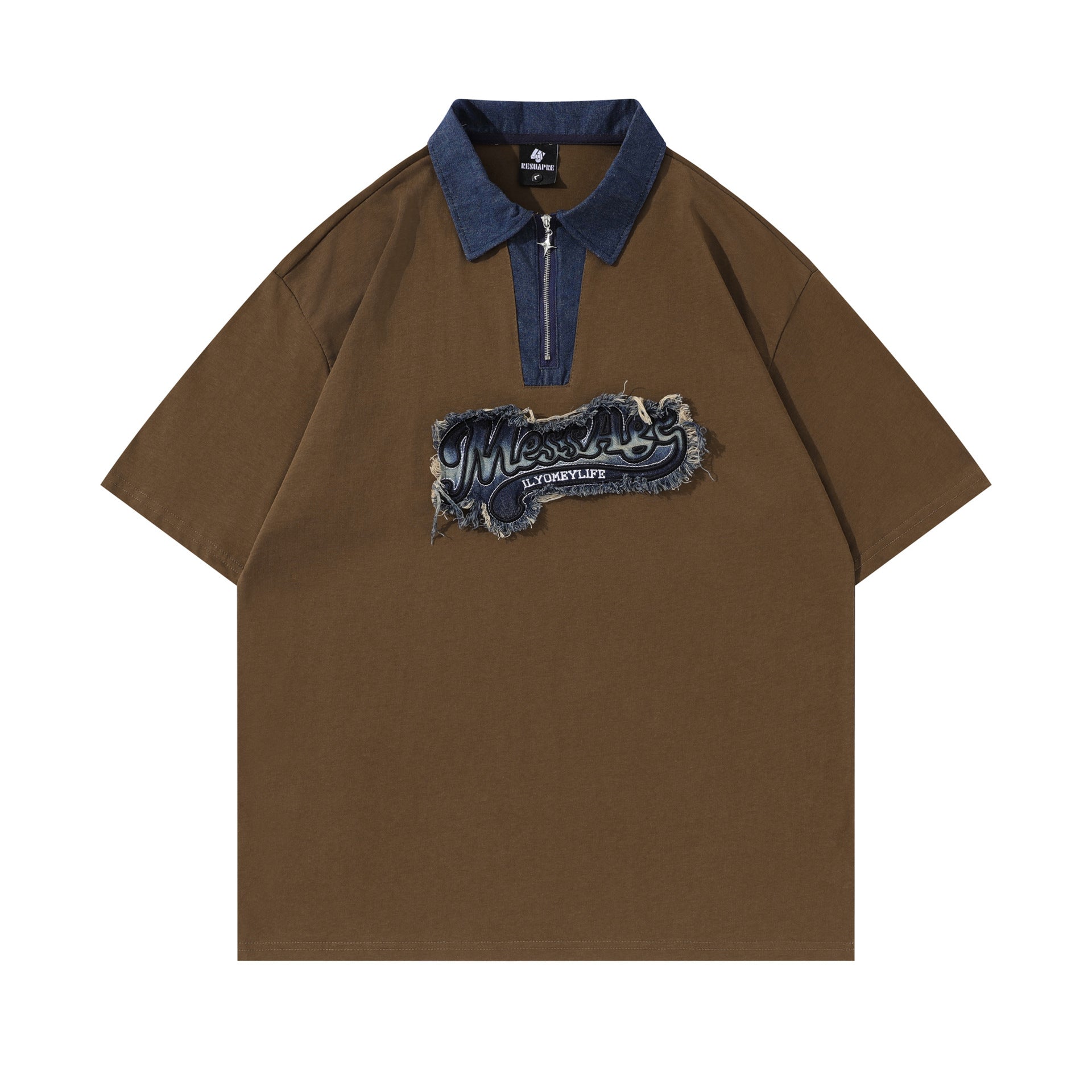 Polo con cremallera y gráfico de letras