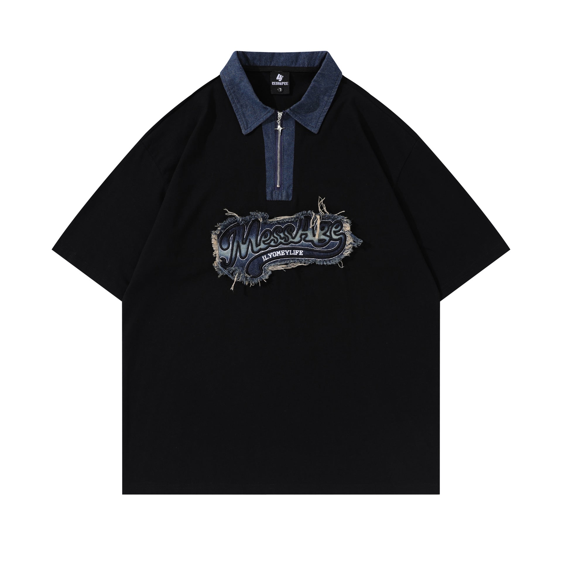 Polo con cremallera y gráfico de letras