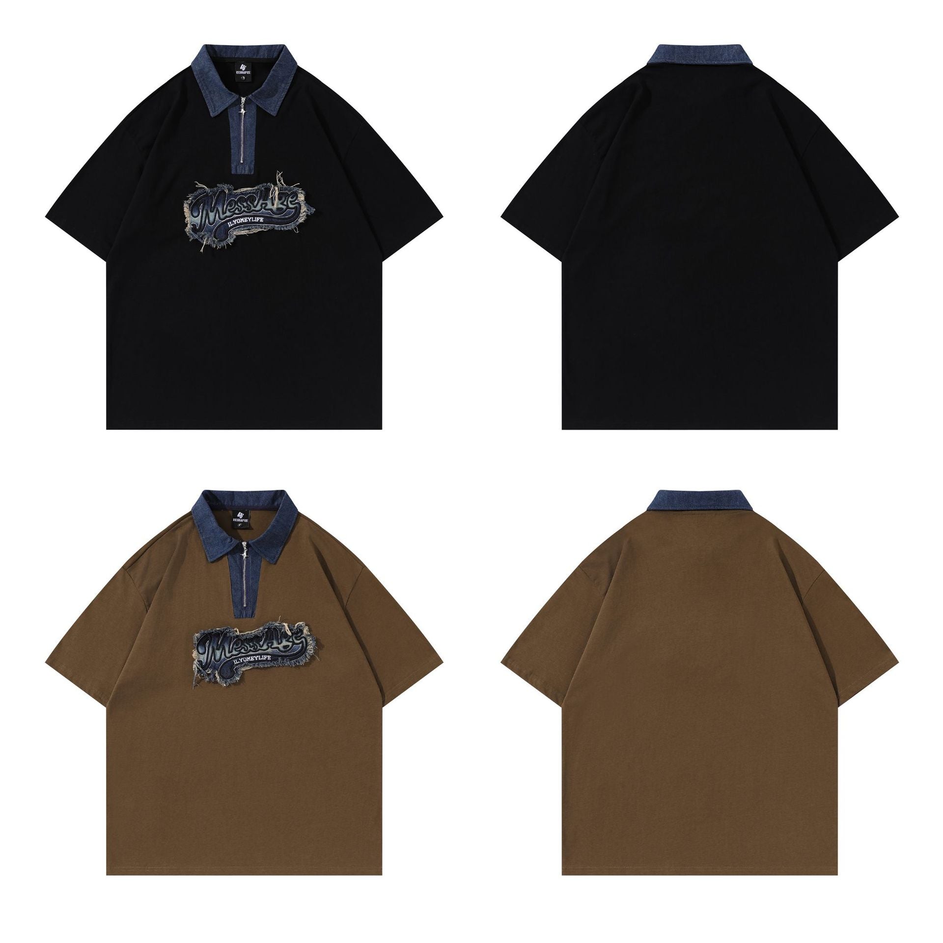 Polo con cremallera y gráfico de letras